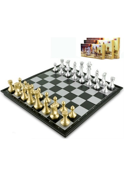 32CM x 32CM M Stili Manyetik Satranç Seti Ortaçağ Satranç Oyunu Satranç Tahtası Oyunu Altın Gümüş Satranç Piecezes Çocuk Oyuncakları Için Seyahat Oyunu Oyunu (Yurt Dışından)