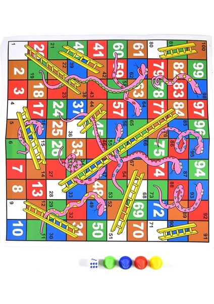 Renk Stili 1set Snake Ladder Educational Kids Children Toys Interesting Board Game Set Portable Flying Chess Board Family Board Game (Yurt Dışından)