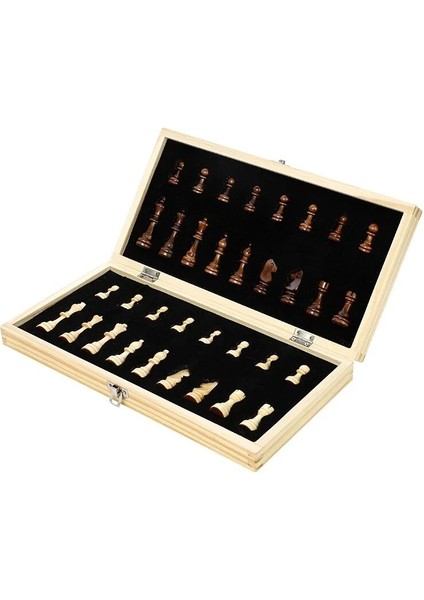 A 29X29CM Style Satranç Seti Ahşap Ahşap Dama Tahtası Masif Ahşap Parçalar Katlanır Satranç Tahtası High-End Bulmaca Satranç Oyunu Eğlence (Yurt Dışından)