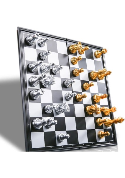25X25X2 cm Stili Yüksek Li Satranç Oyunu Ortaçağ Satranç Seti Satranç Tahtası ile Ess Adet Satranç Tahtası ile Altın Gümüş Manyetik Satranç Seti Wpc (Yurt Dışından)
