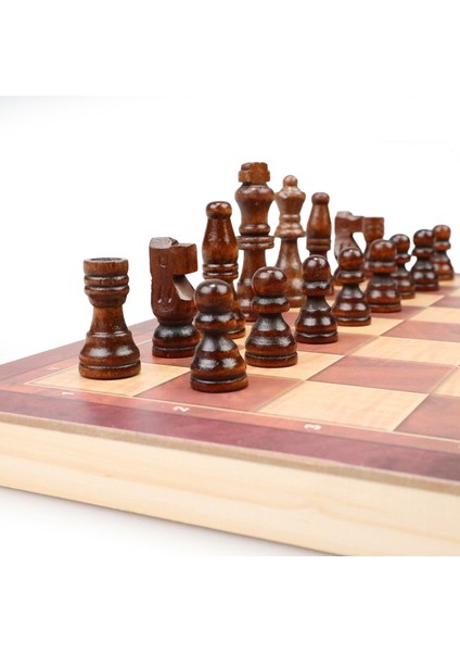 Ahşap 34X34CM Stili 3 In 1 Ahşap Uluslararası Satranç Seti Ahşap Satranç Tahtası Oyunları Dama Bulmaca Oyunu Nişanlı Çocuklar Için Doğum Günü Hediyesi Satranç Tahtası (Yurt Dışından)