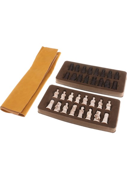 Chinese Ancient Figurines Chessman Pieces Chess Set With Foldable Chessboard (Yurt Dışından)