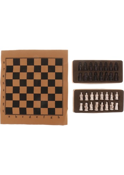 Chinese Ancient Figurines Chessman Pieces Chess Set With Foldable Chessboard (Yurt Dışından)