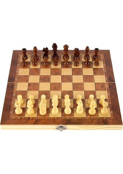 29X29CM Stili Ess Set Wooden Chess Game Backgammon Checkers Indoor Chess For Family Wooden Folding Chessboard Chess Pieces Chessman (Yurt Dışından)