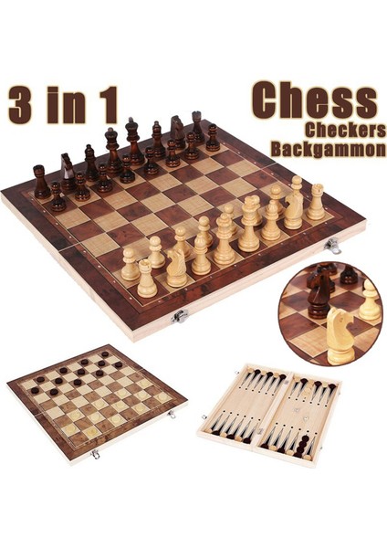 29X29CM Stili Ess Set Wooden Chess Game Backgammon Checkers Indoor Chess For Family Wooden Folding Chessboard Chess Pieces Chessman (Yurt Dışından) modelleri