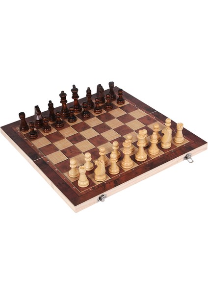 29X29CM Stili Ess Set Wooden Chess Game Backgammon Checkers Indoor Chess For Family Wooden Folding Chessboard Chess Pieces Chessman (Yurt Dışından) fırsatları