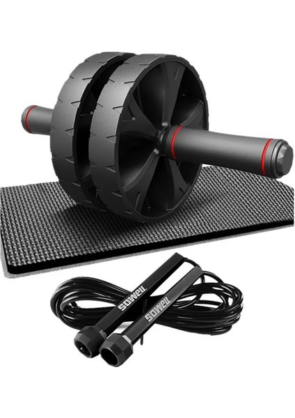 Çoklu Stil 2 Tekerlek Basın Ab Rulo Halat Seti Gym Ekipmanları Ev Fitness Karın Kas Eğitmen Kapalı Egzersiz Hareket Simülatörü Egzersiz (Yurt Dışından)