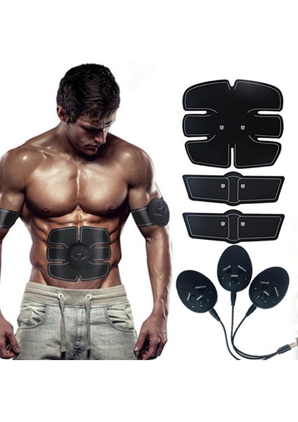 1 Bütün Set Stili Şarj Edilebilir Abs Karın Kas Stimülatörü Ems Masajı Bacak Kol Karın Kas Eğitmen Egzersiz Cihazı Ev Spor Salonu Dişli Için (Yurt Dışından) modelleri