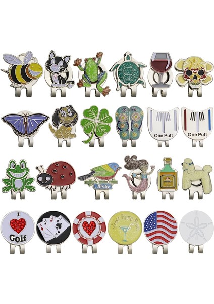 C2 Stili 55 Çeşit Farklı Tasarım Golf Marker W Golf Şapka Klipsi Kelepçe Golf Topu Mark (Hayvanlar, Şarap Bardağı, Bitkiler, Ayakkabı, Bayrak) 1 Adet (Yurt Dışından)