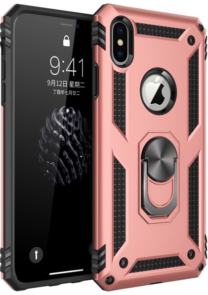 Iphone Xs Max Kılıf Sofya Yüzüklü Silikon Kapak - Rose 300099