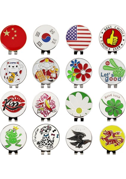 Buzağı Stili 1.18 "golf Ball Mark W Manyetik Golf Şapka Klipsi Kore Amerika Bayrağı Öpücük Çiçek Kartal Ejderha Golf Marker Dro (Yurt Dışından) modelleri