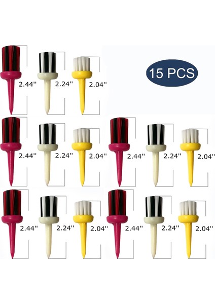 15 Adet Tarzı Dayanıklı Golf Tees Plastik Kırılmaz Eğitim Fırçası Tee Set Top Tutucu Temizleyici Aracı Golfçü Aksesuarları (Yurt Dışından)