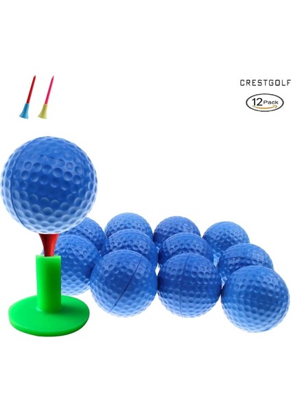 12 Adet Mavi Stil Pcs Crestgolf Practice Foam Golf Balls, Golf Foam Sponge Soft Elastic Practice Indoor &outdoor Ball (Yurt Dışından)