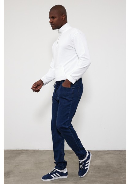 Erkek Smith Dark Blue Tapered Fit Jogger Jean Pantolon fiyatları