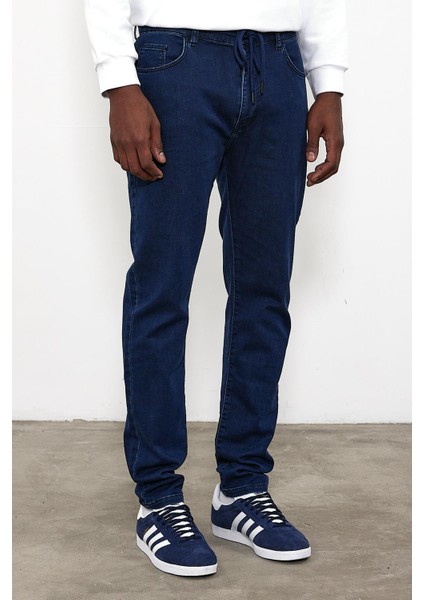 Erkek Smith Dark Blue Tapered Fit Jogger Jean Pantolon modelleri