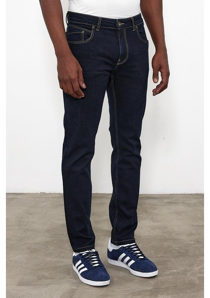 Erkek Edward Naturel Dark Blue Slim Straight Jean Pantolon fiyatları