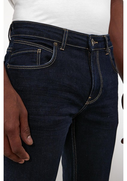 Erkek Edward Naturel Dark Blue Slim Straight Jean Pantolon modelleri