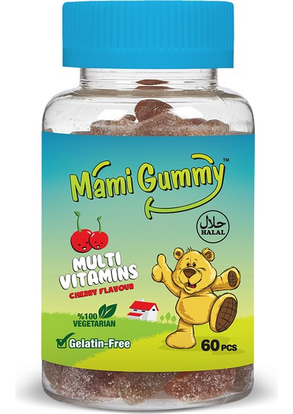 MamiGummy Kids Gummies Multivitamin 60 Adet Çiğnenebilir Gummy Jel Kiraz Aromalı