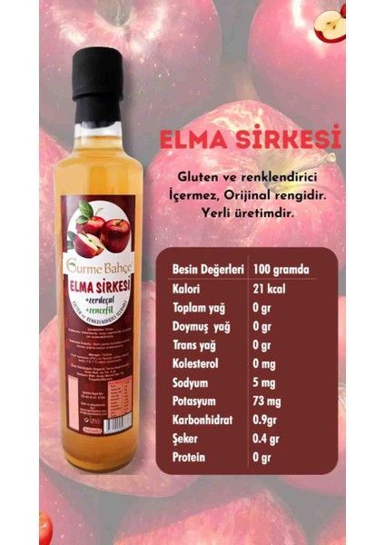 Elma Sirkesi Zencefilli Zerdeçallı 500 ml Doğal Glutensiz Renklendiricisiz