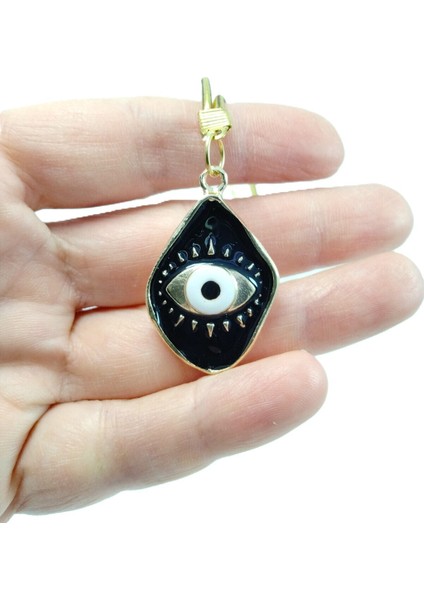 Metal Siyah Nazar Boncuğu Araba Dikiz Ayna Süsü Lüks Hediyelik Aksesuar, Yeni Araba Hediyesi