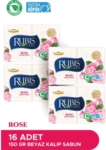 Doğal Banyo Sabunu 4 Paket Beyaz Kalıp Sabun - 4 x 150 gr Gül