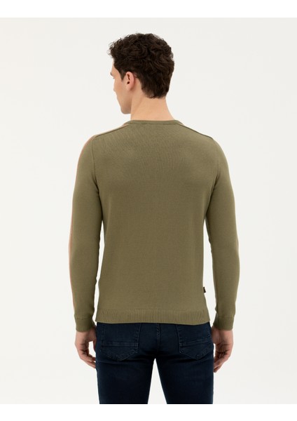 Erkek Haki Slim Fit Bisiklet Yaka Triko Kazak 50281821-VR027 indirimleri