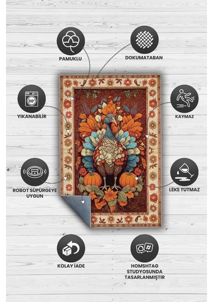 Hindi ve Bal Kabağı Temalı Dijital Baskılı Halı Modern Halı Dokuma Tabanlı Çok Renkli Salon Halısı fırsatları