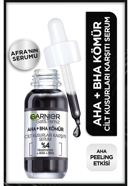 Aha Bha Cilt Kusurları Karşıtı Siyah Serum %4 [niasinamid Peeling Etkili Aha Bha] 30ml