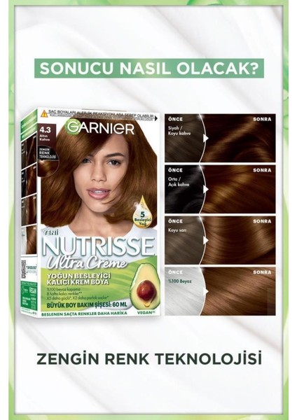 Nutrisse Yoğun Besleyici Kalıcı Krem Saç Boyası 4.3 Altın Kahve