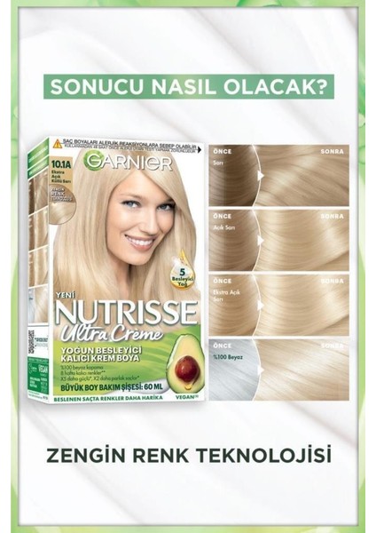 Nutrisse Yoğun Besleyici Kalıcı Krem Saç Boyası 10.1A Ekstra Açık Küllü Sarı