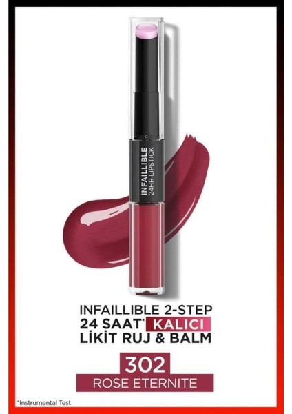 L'Oréal Paris  Infaillible 2-step 24 Saat Kalıcı Likit Ruj & Balm - 302 Rose Eternite