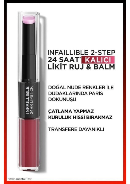 L'Oréal Paris  Infaillible 2-step 24 Saat Kalıcı Likit Ruj & Balm - 302 Rose Eternite