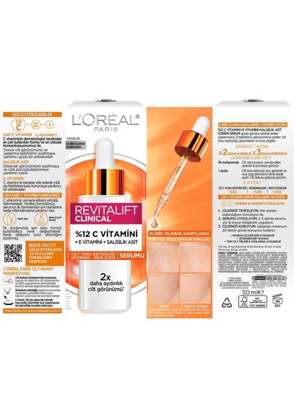 L'Oréal Paris  Revitalift Clinical %12 Saf C Vitamini Aydınlatıcı Serum 30ml