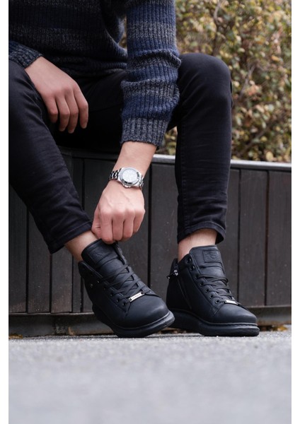 061 Siyah Renk Siyah Tabanlı Erkek Günlük Ayakkabı