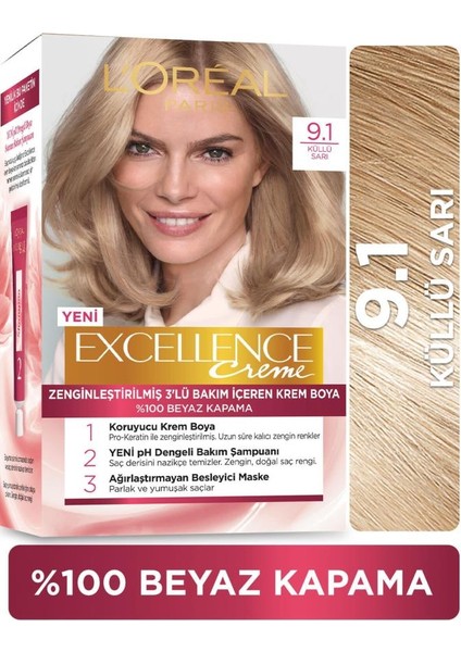Excellence Creme Saç Boyası 9.1 Sarı Küllü