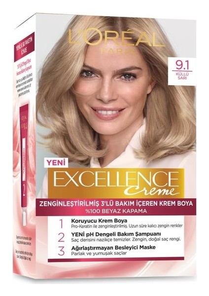 Excellence Creme Saç Boyası 9.1 Sarı Küllü