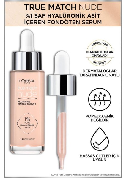 L'Oréal Paris Loreal Paris True Match Nude Fondöten Serum 1-2 Rosy Light