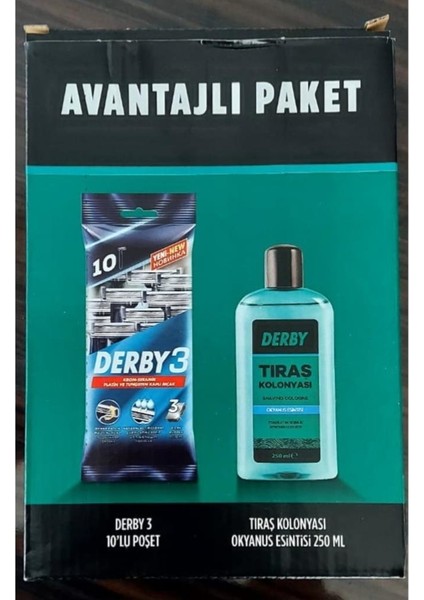 3 Tıraş Bıçağı 10'lu Poşet + Tıraş Kolonyası Okyanus Esintisi Avantajlı Paket