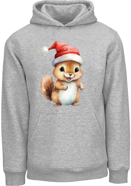 Happy New Year Noel Sincap Baskılı Kapşonlu Sweatshirt