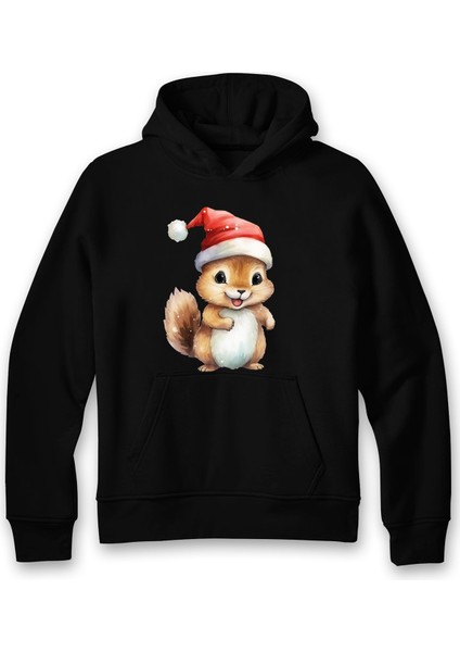 Happy New Year Noel Sincap Baskılı Kapşonlu Sweatshirt