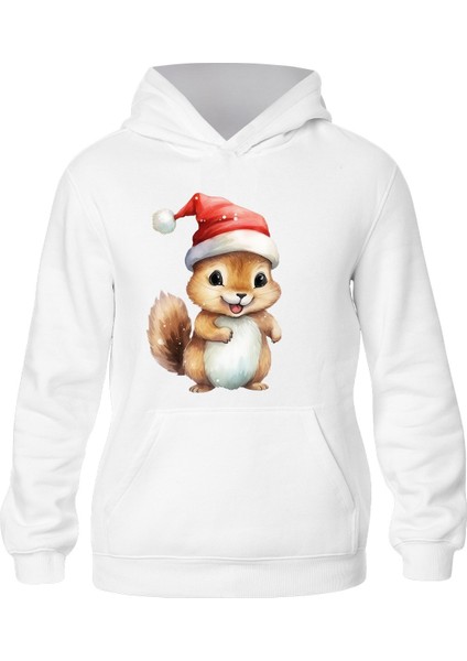 Happy New Year Noel Sincap Baskılı Kapşonlu Sweatshirt