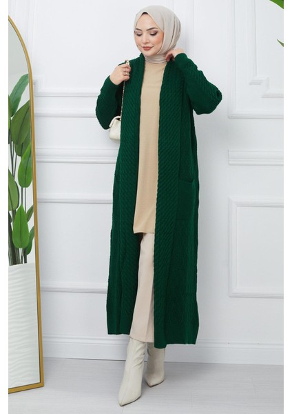 Şal Yaka Salaş Triko Hırka Zümrüt HM2248 fiyatları
