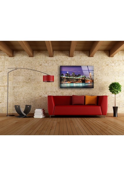 New York Köprüsü Temperli Cam Duvar Tablosu modelleri