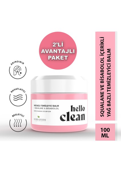 Hello Clean Yağ Bazlı Temizleyici Balm Squalane & Bısabolol Kuru-Hassas Cilt 100 Ml X 2 ADET