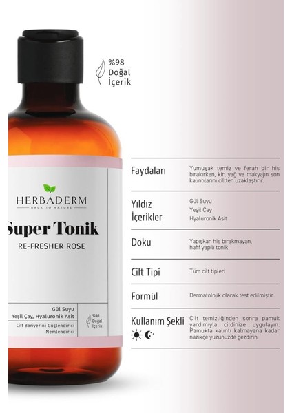 Re-fresher Rose Bariyer Güçlendirici Super Tonik %98 Doğal Içerik 150 ml