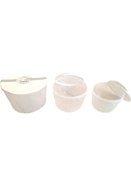 Tuffex Large 3lü Set Polo Tapper Yuvarlak Saklama Kabı