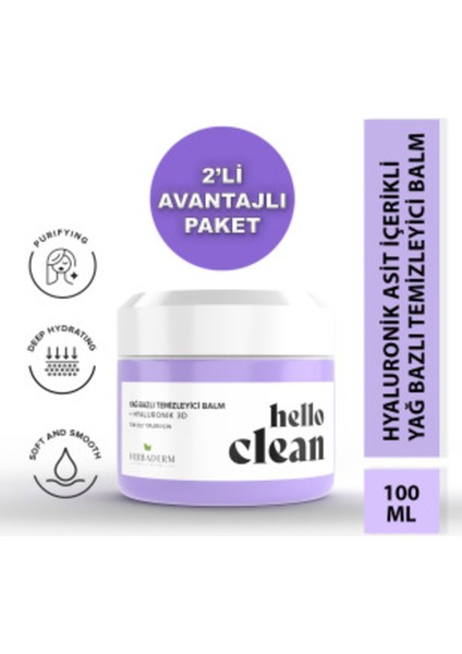 Hello Clean Yağ Bazlı Temizleyici Balm Hyaluronık 3d 100 Ml X 2 ADET