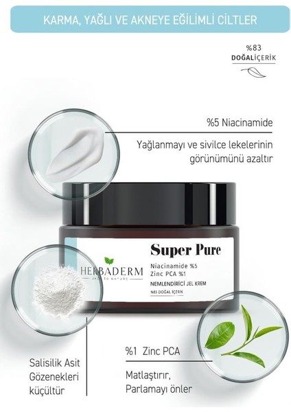 Super Pure - SivilceNemlendirici Jel Krem 50 ml