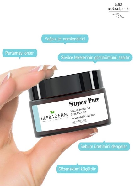 Super Pure - SivilceNemlendirici Jel Krem 50 ml