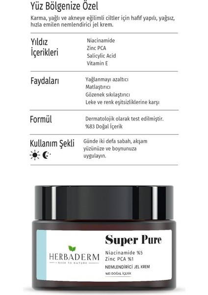 Super Pure - SivilceNemlendirici Jel Krem 50 ml